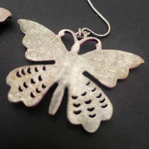 Lucky Brand Purple Butterfly Dangle Earrings Womens Fashion Jewelry Rare - Picture 9 of 10